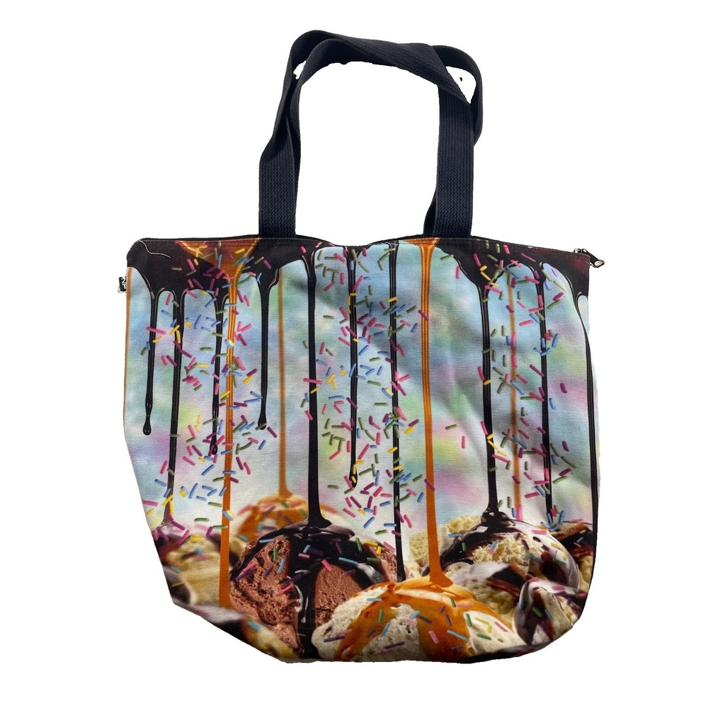 Zara Terez Giant Ice Cream Sundae Zipped Tote Bag Zipper Pouch 17.5" x 15"